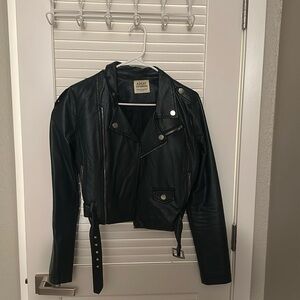 Dark blue leather jacket